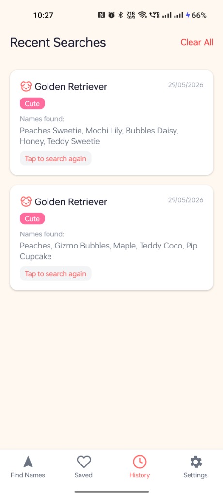 History screen